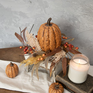 12" Mixed Wheat & Berry Candle Ring