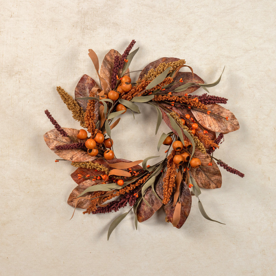 16" Orange Heather & Berry Candle Ring