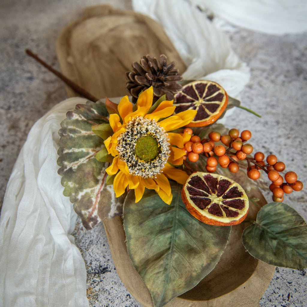 16" Orange Slice & Sunflower Pick