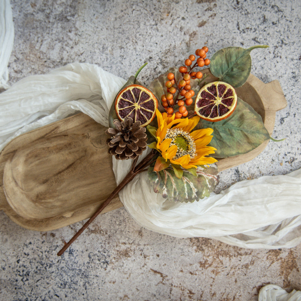 16" Orange Slice & Sunflower Pick