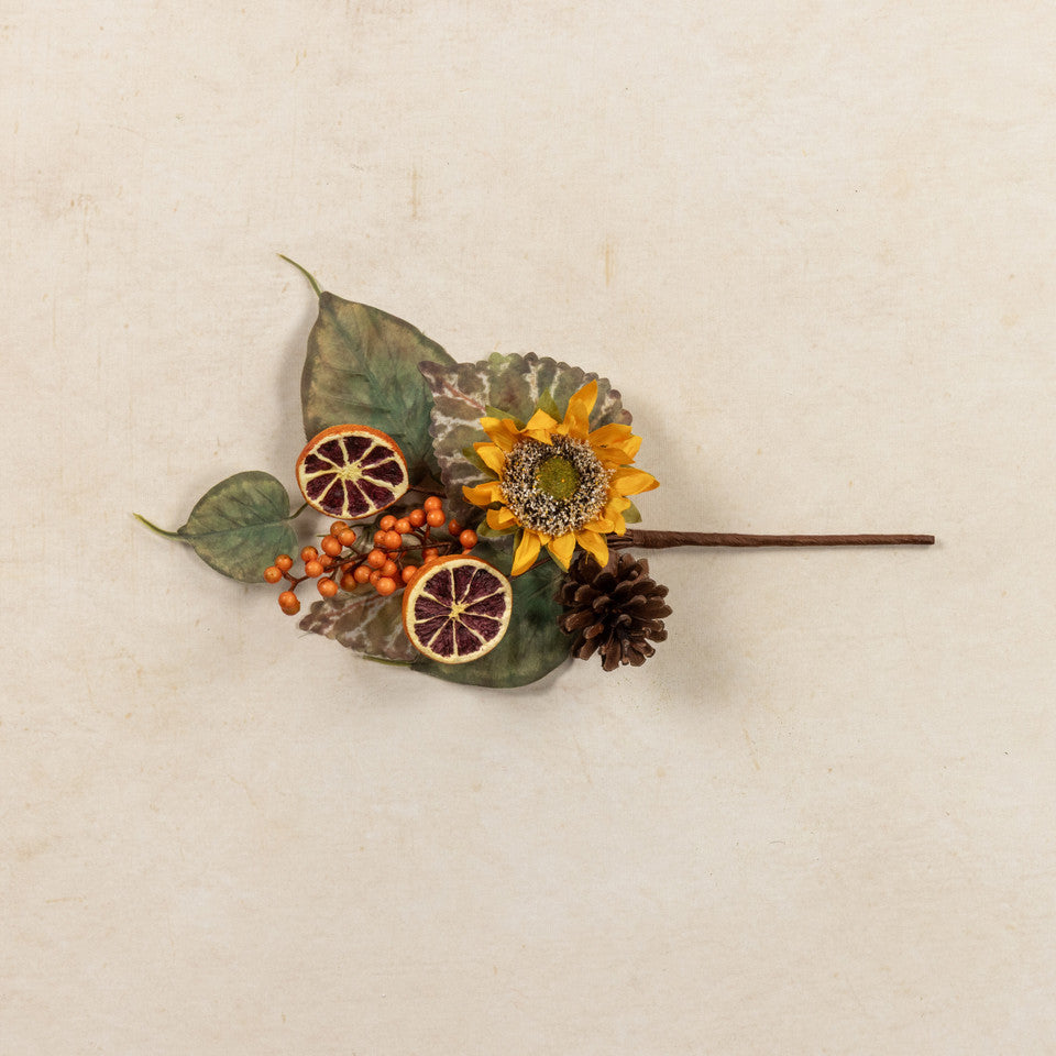 16" Orange Slice & Sunflower Pick
