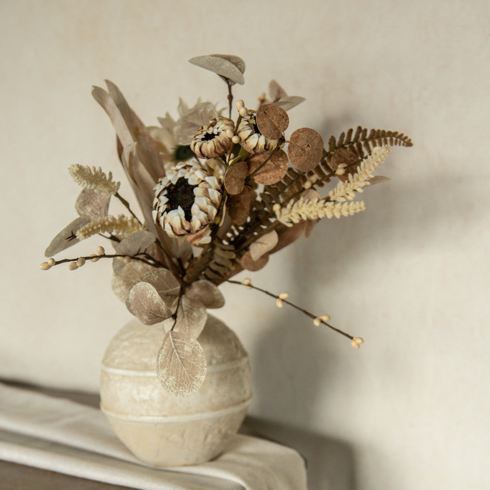 18" Cream Sunflower & Wheat Bush