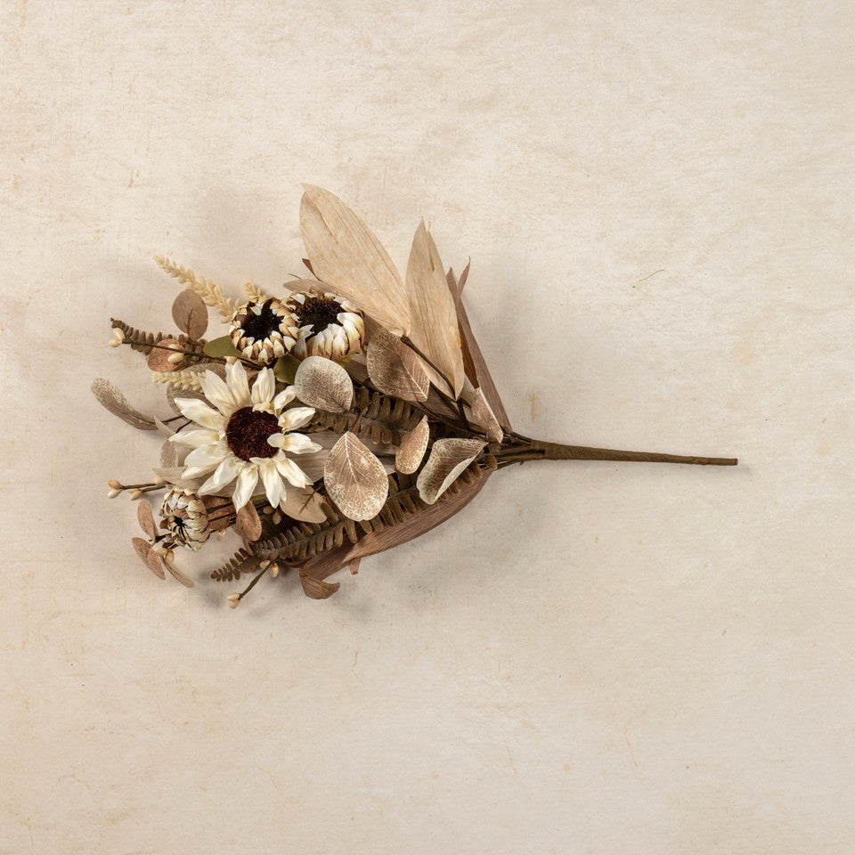 18" Cream Sunflower & Wheat Bush