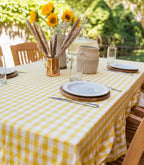 Yellow Ruffled Gingham Tablecloth