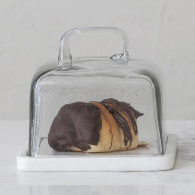 Glass Cloche On Marble Base