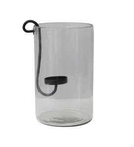 Glass Hurricane and Candle Holder