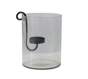 Glass Hurricane and Candle Holder