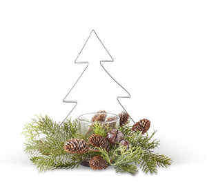 Glittered Brown Metal Votive W/