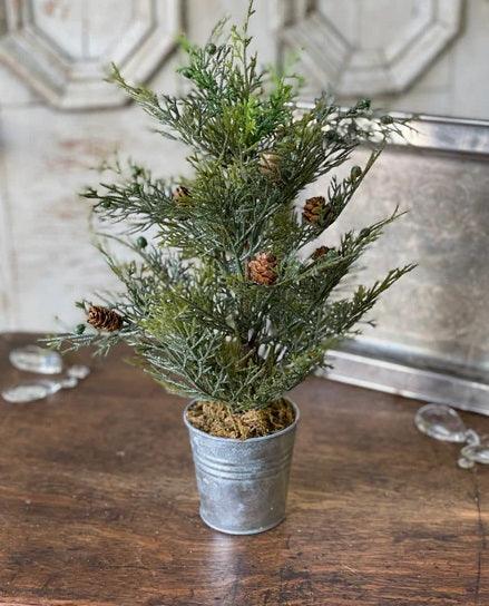 15'' Glitter Green Cedar Tree