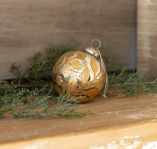 Round Botanical Mercury Glass Ornaments