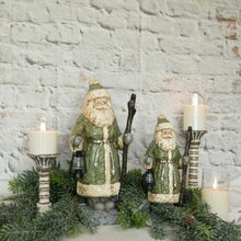 Green and Cream Santa with Lantern