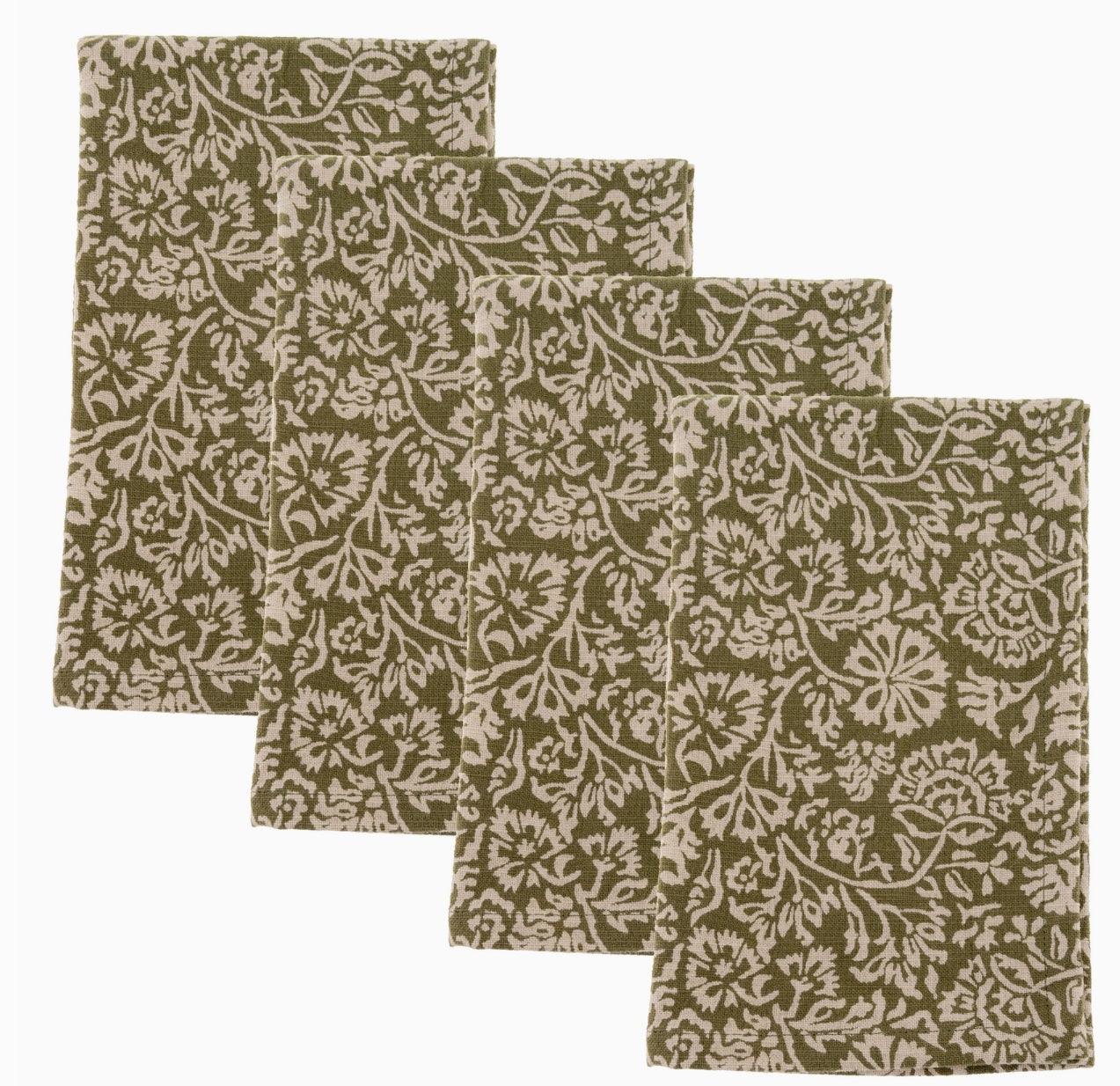 Wood Block Floral Dinner Napkin