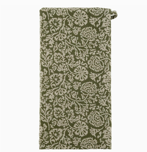 Wood Block Floral Tea Towel