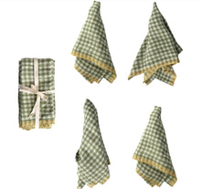 Green Gingham Napkins Set