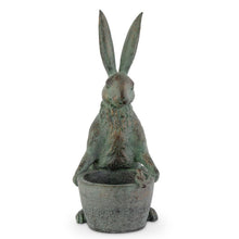 Patina Green Rabbit with Planter 19.5"