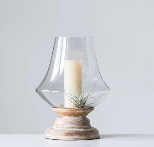 Hand Blown Wood Hurricane