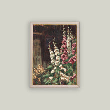 Hollyhock Field Framed Antique Art pic 3