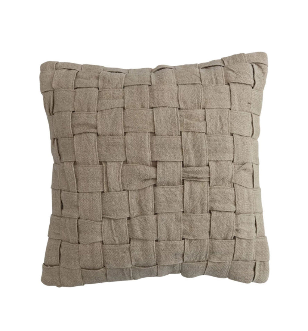 Sq. Woven Jute & Cotton Basket Weave Pillow