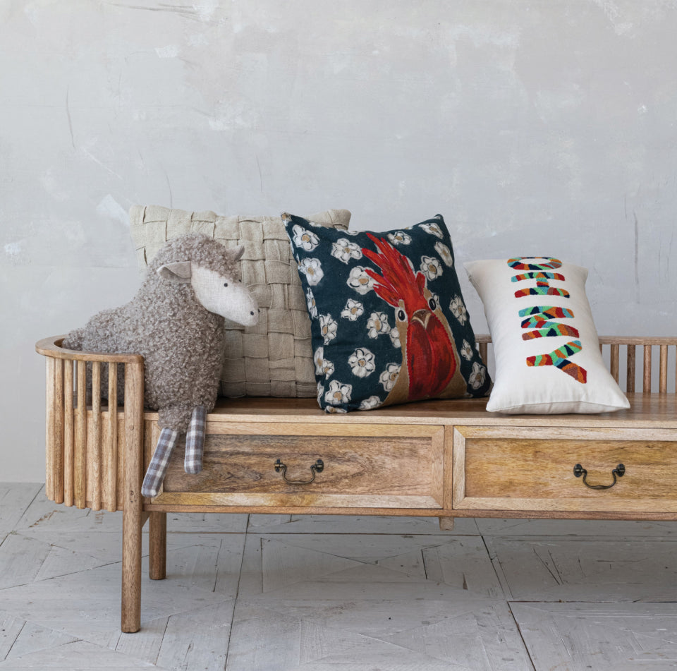 Sq. Woven Jute & Cotton Basket Weave Pillow