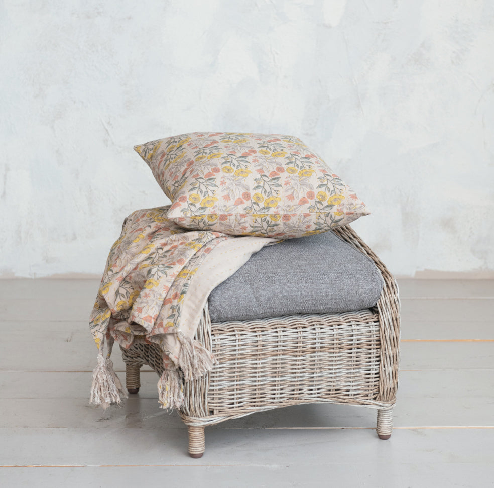 Chambray Print Throw W/ Tassels