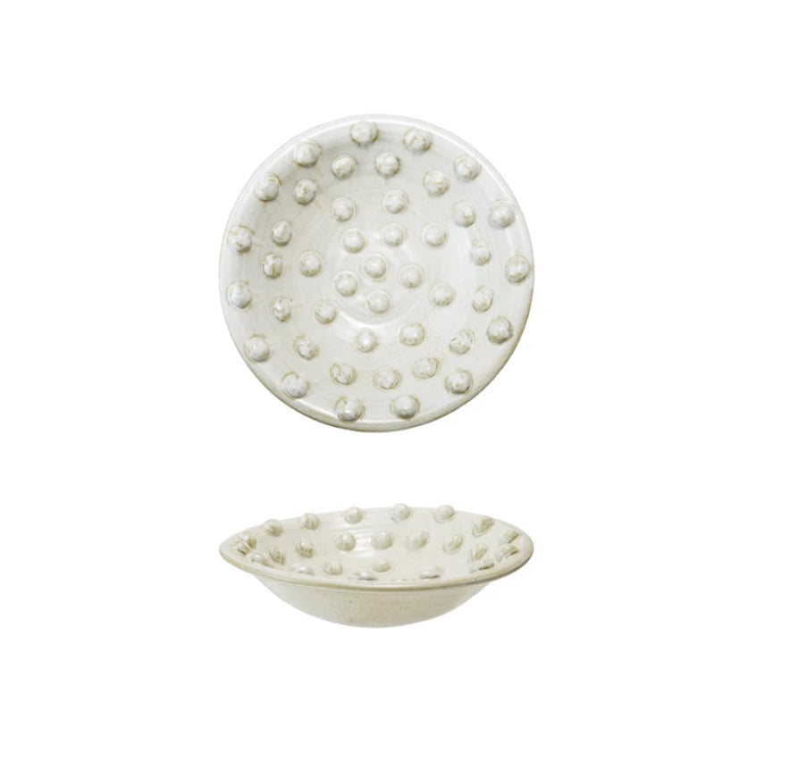 Terra-Cotta Low Bowl W/ Dots