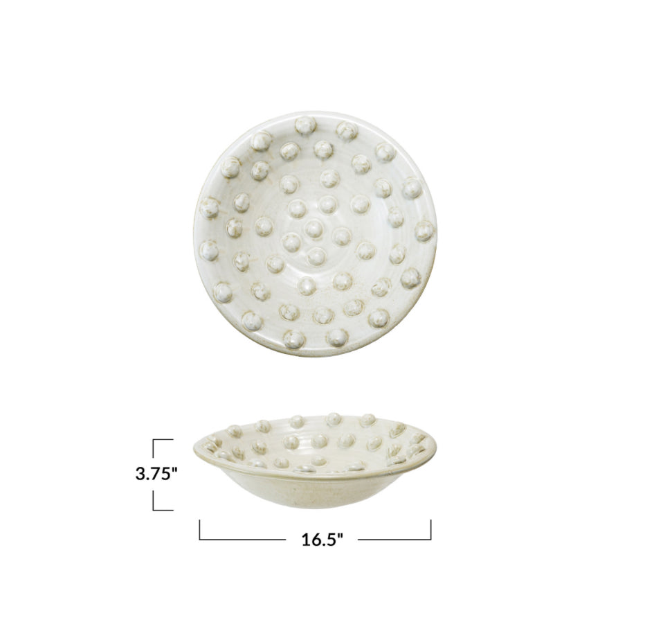 Terra-Cotta Low Bowl W/ Dots