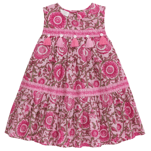 Pink Floral Print Tier Dress