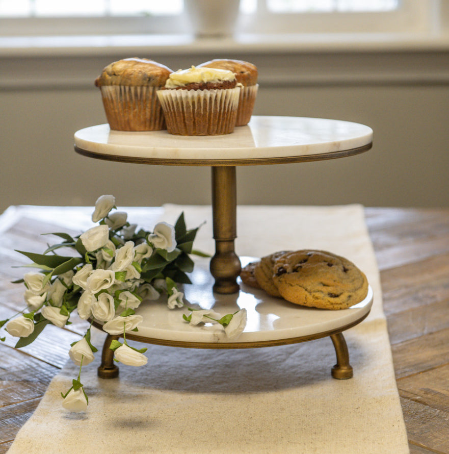 Two Tier Gold & Marble Riser