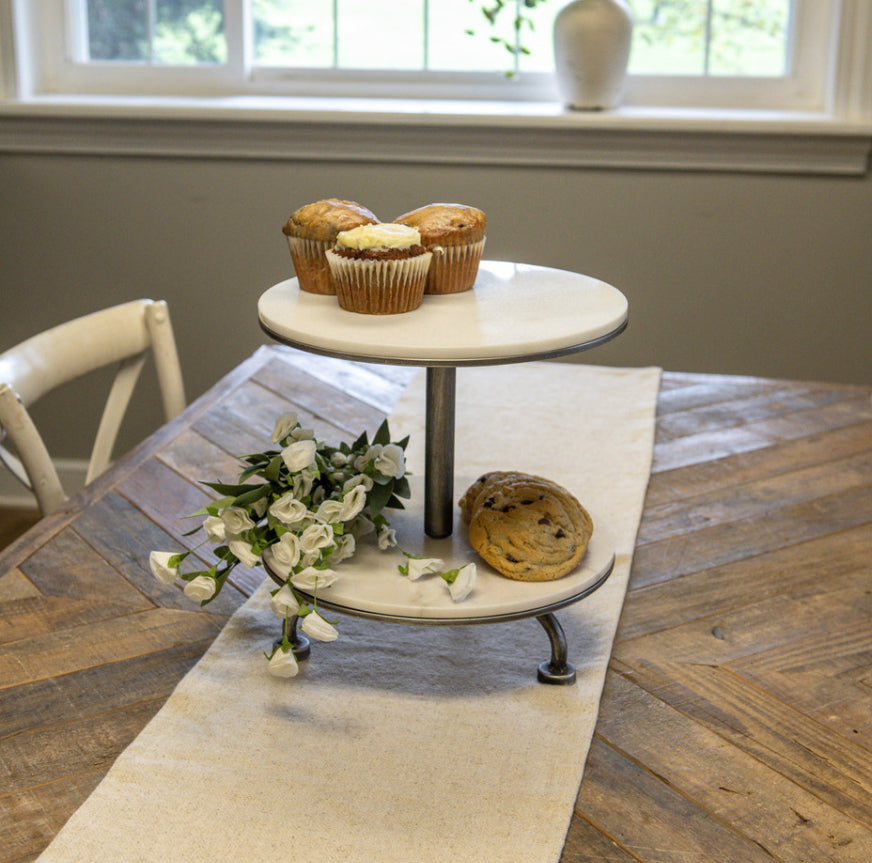 Two Tier Pewter & Marble Riser