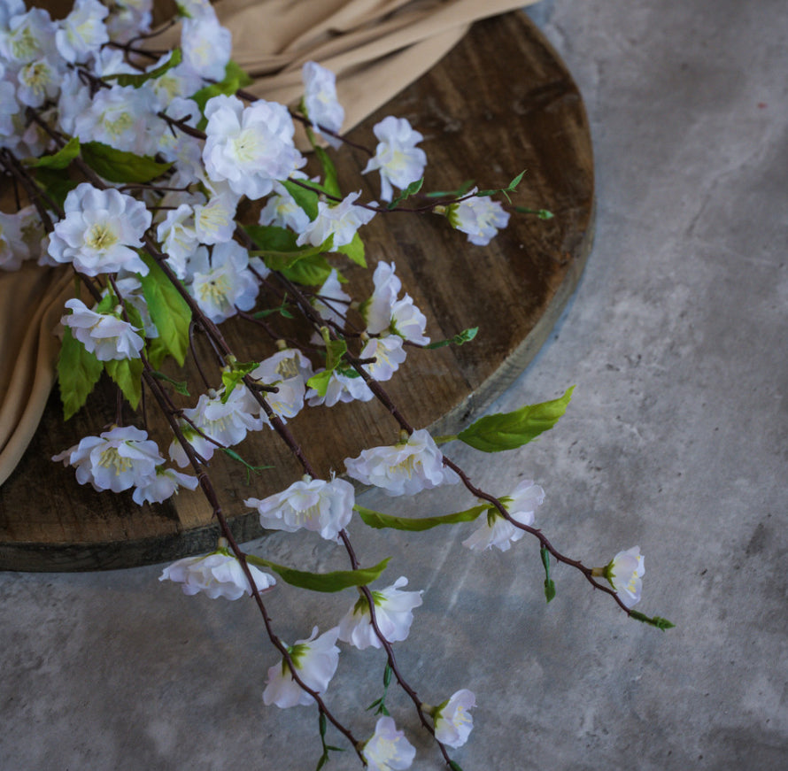 36" White Cherry Blossom Bush