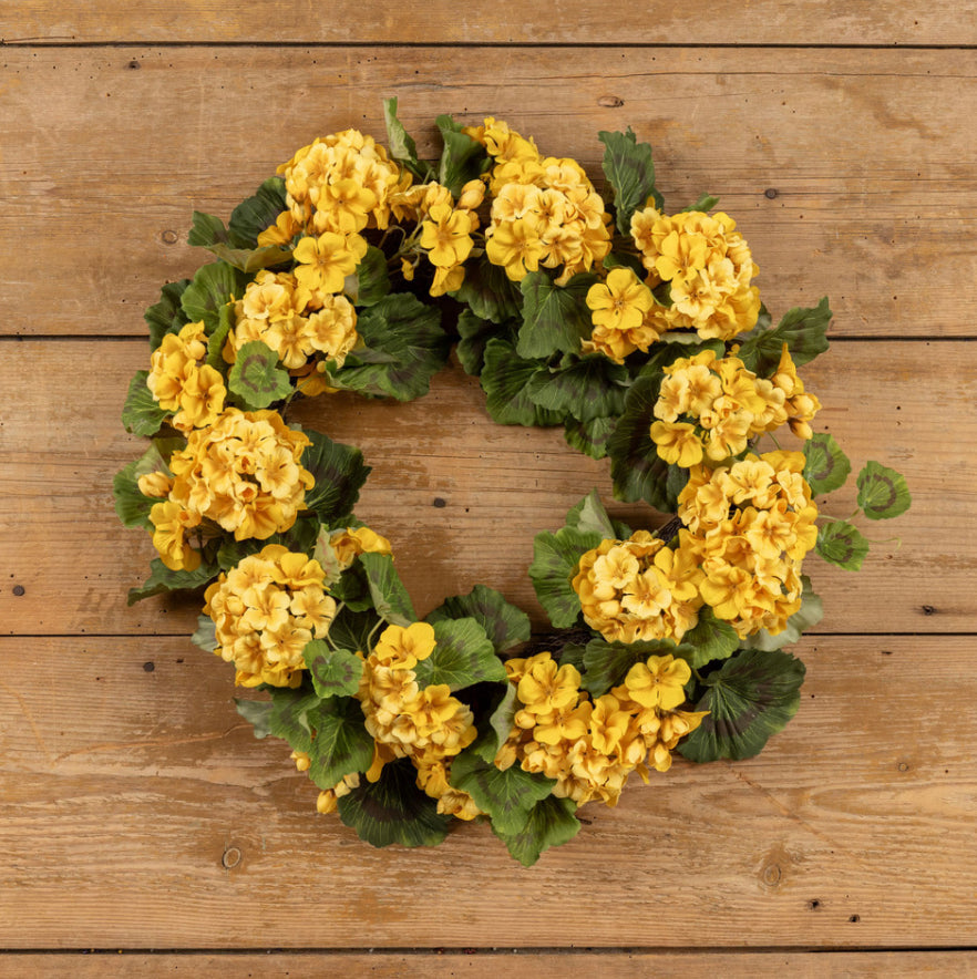 22" Yellow Geranium Wreath