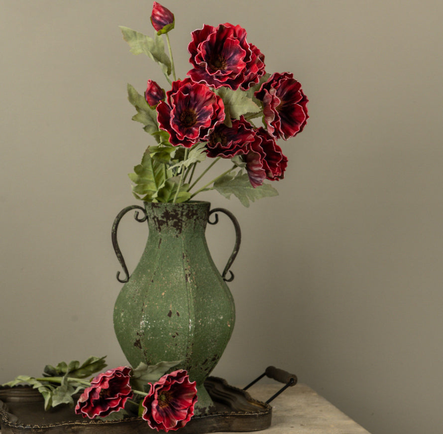 27" Wine Poppy Spray
