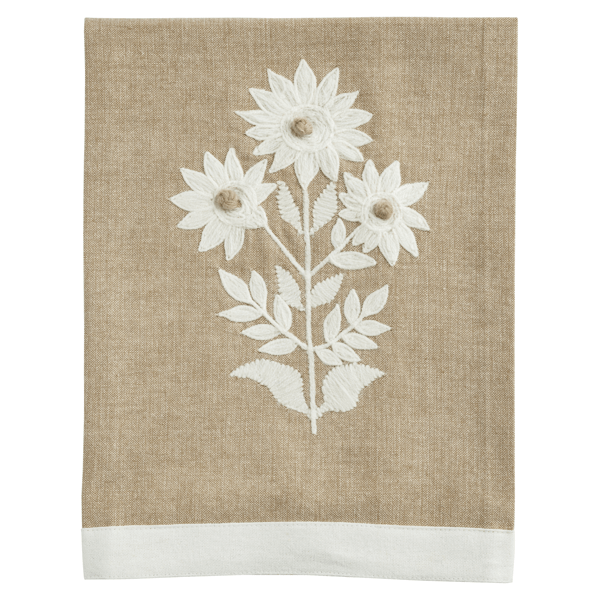 Chambray Embroidered Tea Towel