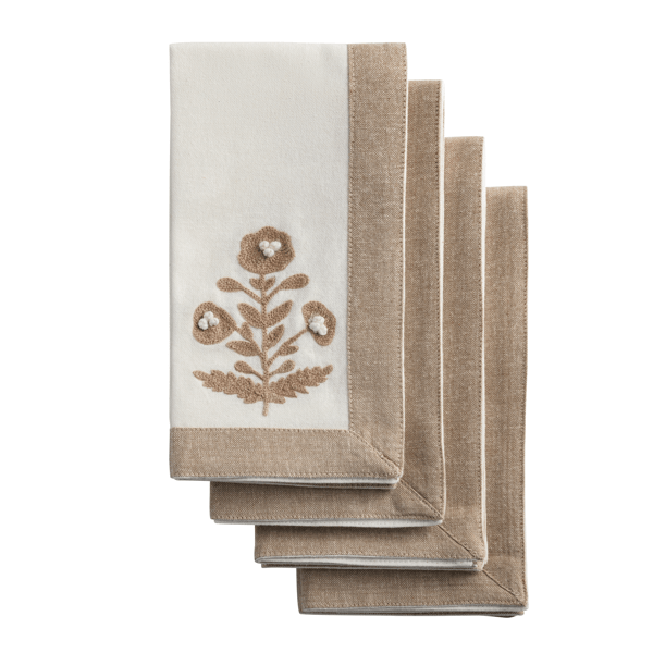 Cream Emb. Napkin Pack