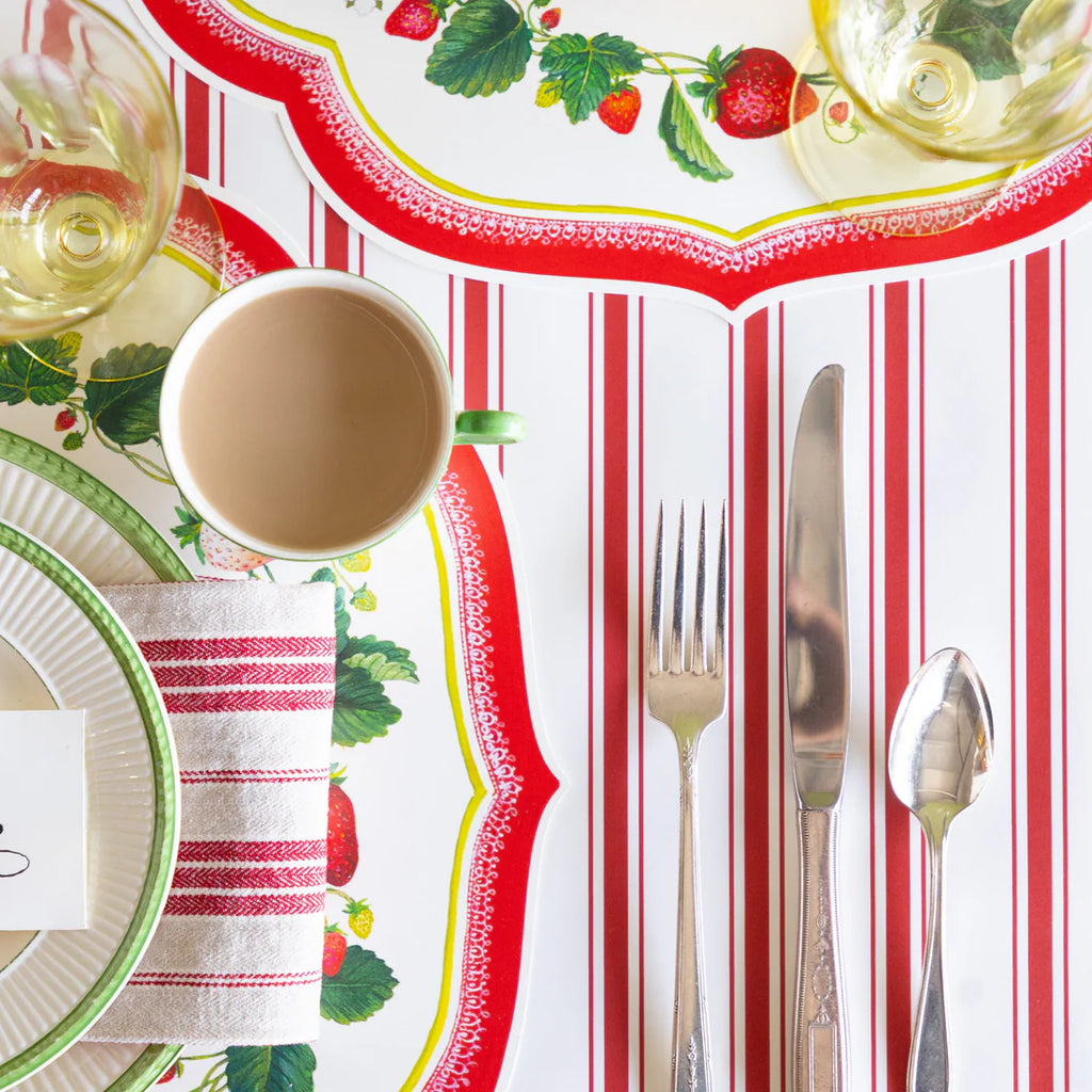 Red Linen Stripe Runner