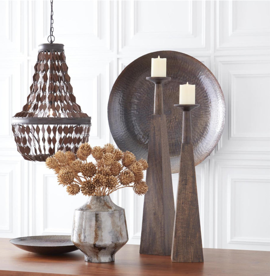 Sm Wood Pyramid Candleholders