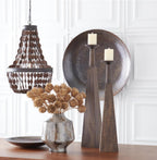 Sm Wood Pyramid Candleholders