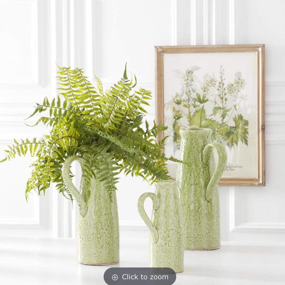 Lg Green Ceramic Crackle Pitchers