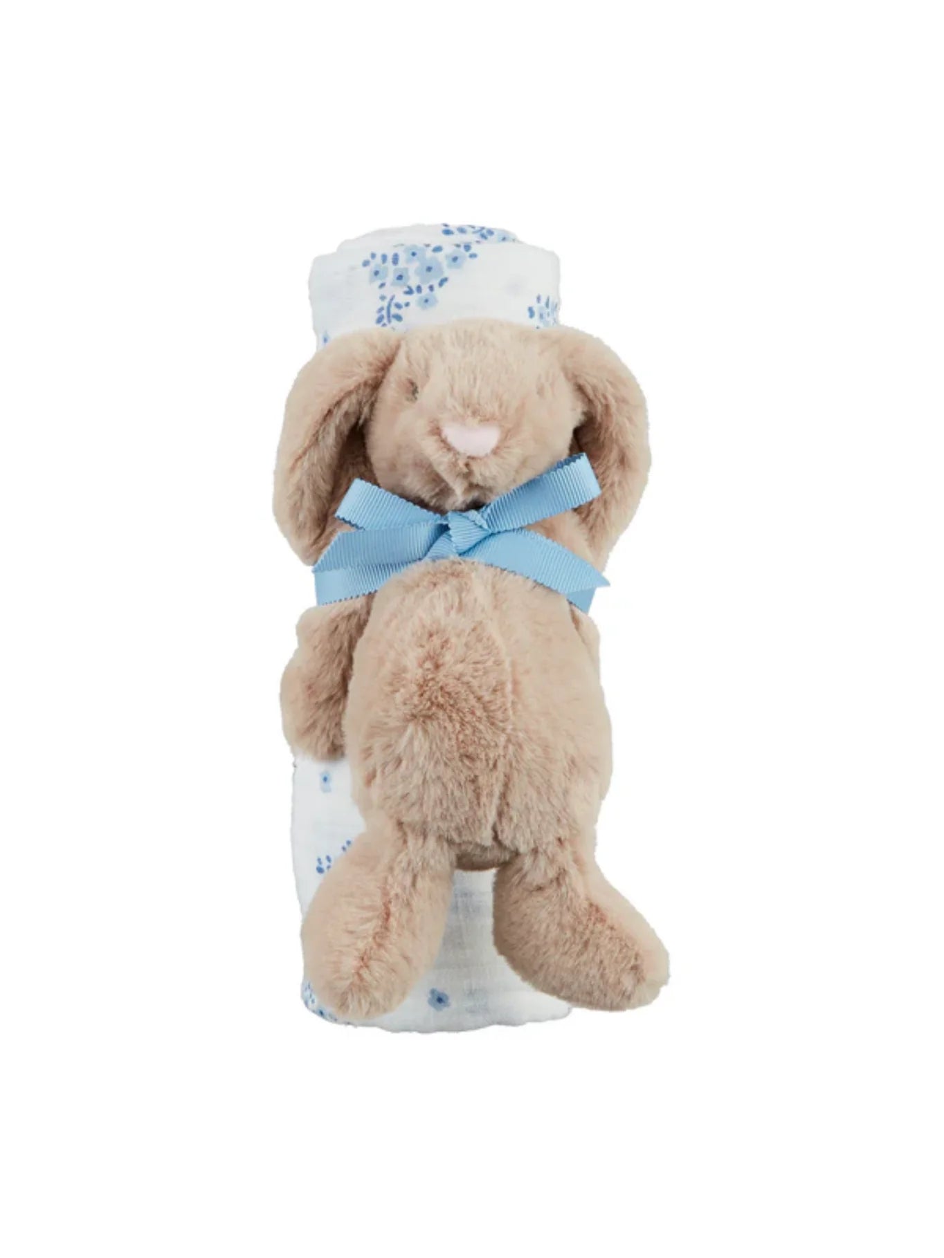 Blue Floral Swaddle and Rattle