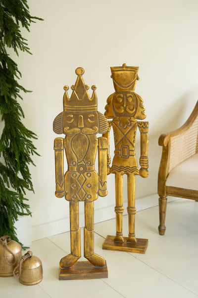 S/2 Antique Gold Nutcracker