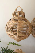 S/3 Large Woven Seagrass Iron Orn.