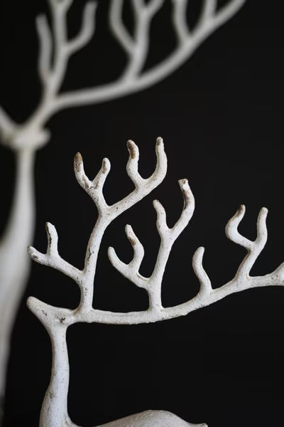 S/2 White Cast Iron Deer