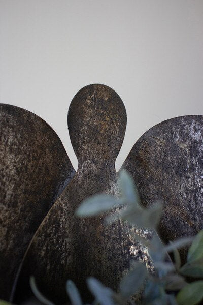 S/2 Rustic Metal Angel Candle Holder