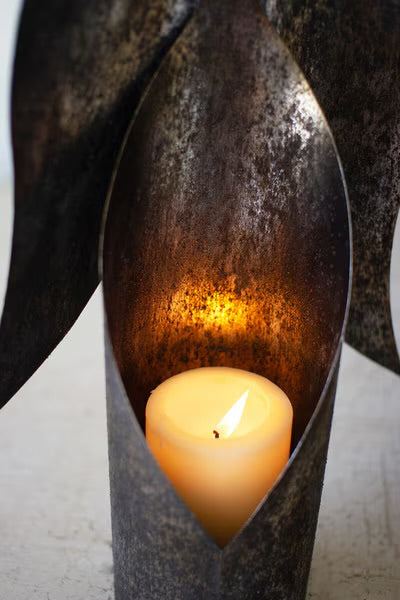S/2 Rustic Metal Angel Candle Holder