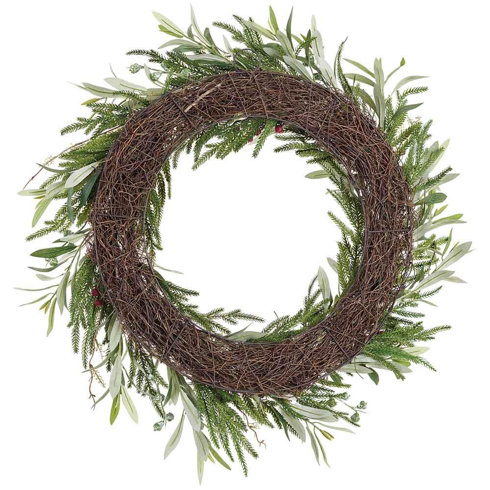 32" Pinecone Berry & Euc. Wreath