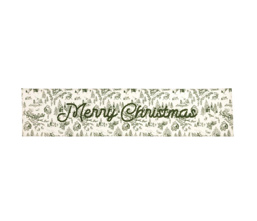 Green Toile Table Runner