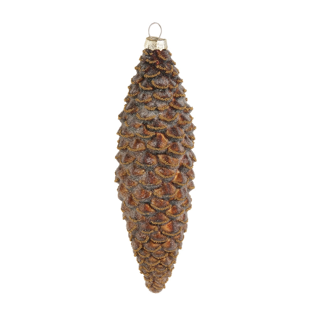 Flocked Pinecone Orn.