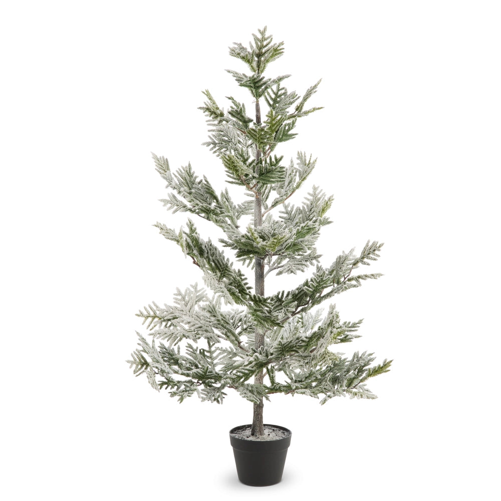 50" Potted Flocked Pine Tree
