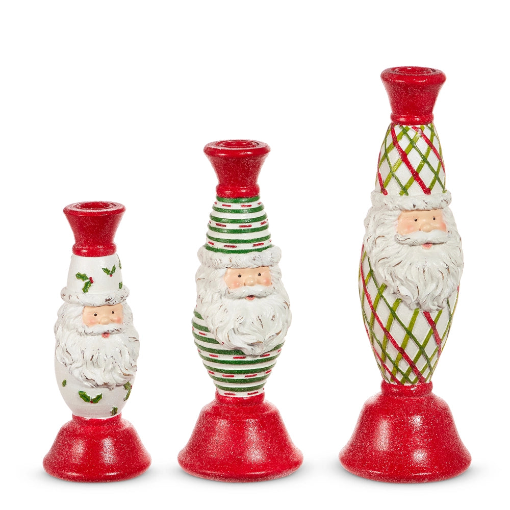 Pattern Santa Candlesticks S/3
