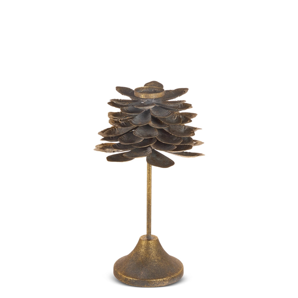 17" Antique Pinecone Candle Holder